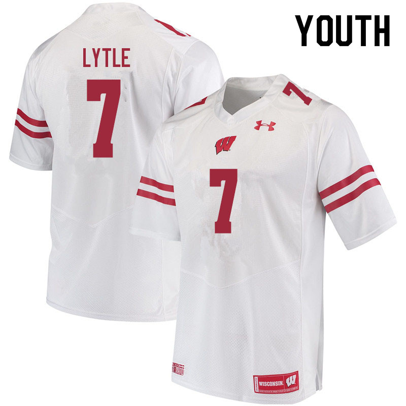 Youth #7 Spencer Lytle Wisconsin Badgers College Football Jerseys Sale-White - Click Image to Close